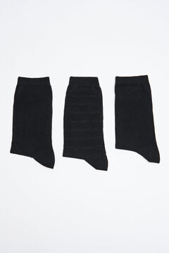 Womensecret 3-pack black cotton socks black