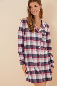 Womensecret Checked nightgown in 100% cotton flannel printed