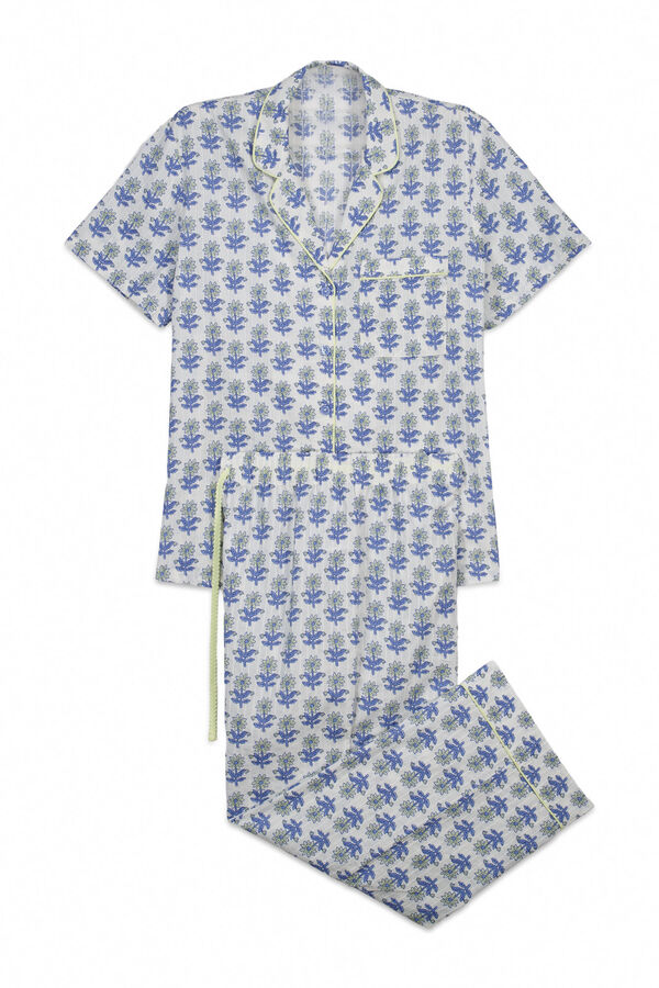 Women'secret Printed cotton capri pyjamas blue