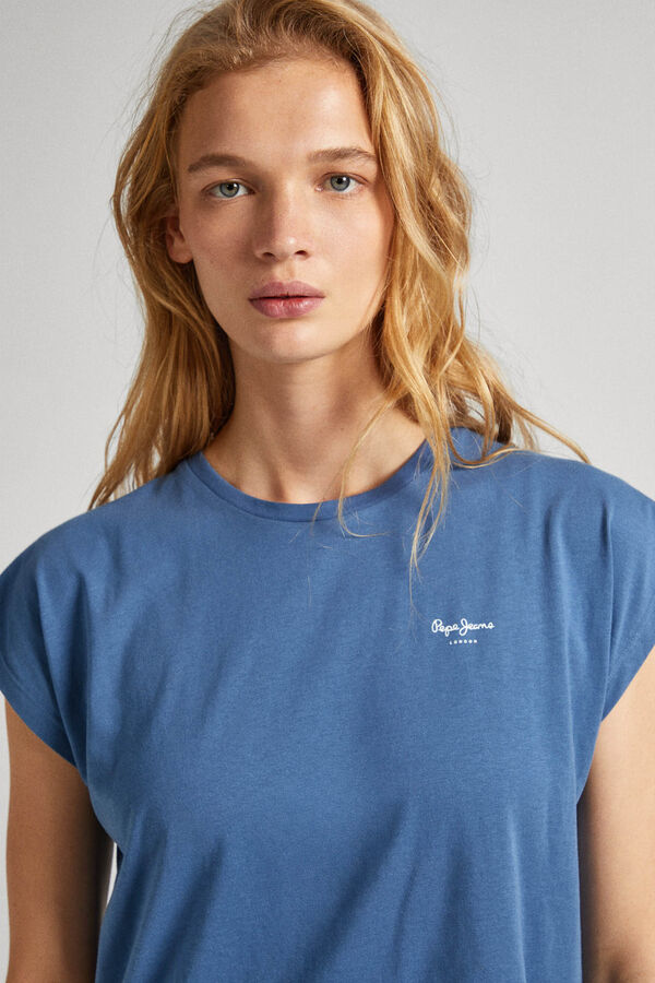 Womensecret Logo Print Cotton T-shirt kék