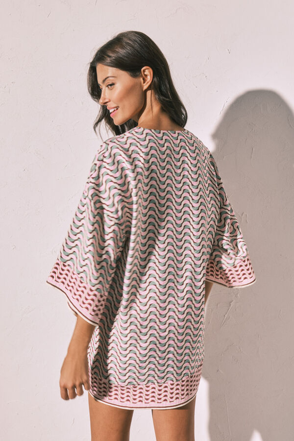 Women'secret Tunique kimono courte &agrave; imprim&eacute; g&eacute;om&eacute;trique imprim&eacute;