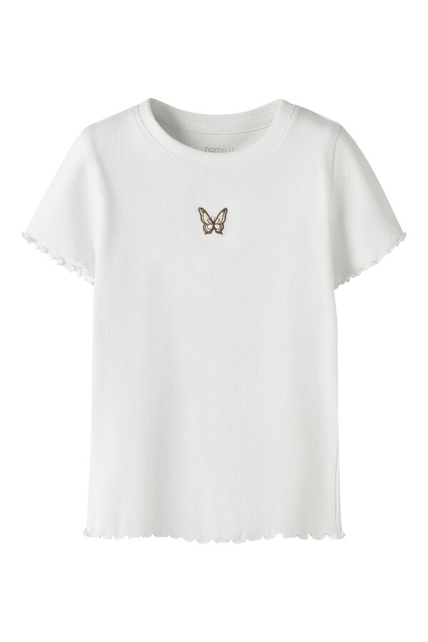 Name it Ribbed short sleeve girl's T-shirt white