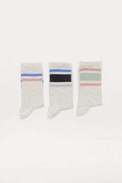 Womensecret Pack of 3 pairs of striped socks grey