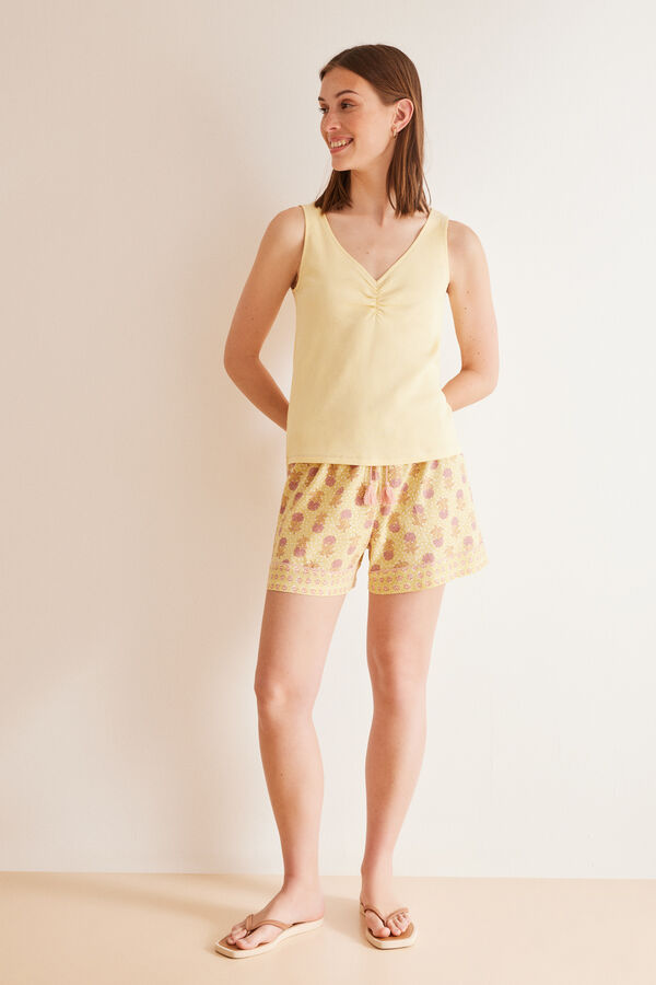 Womensecret Pyjama court coton jaune  rouge