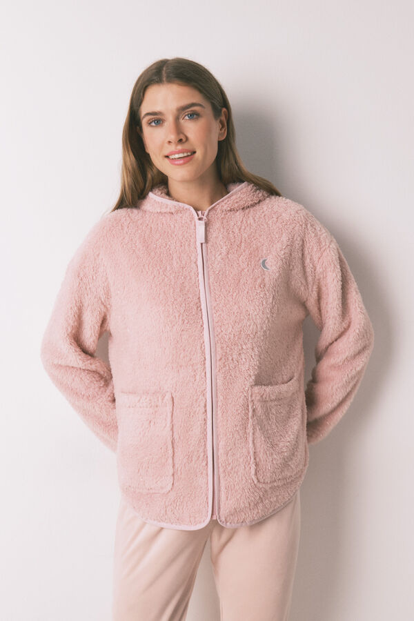 Women'secret Short pink lurex faux fur robe pink