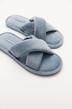 Womensecret Blue velvet crossover slippers blue