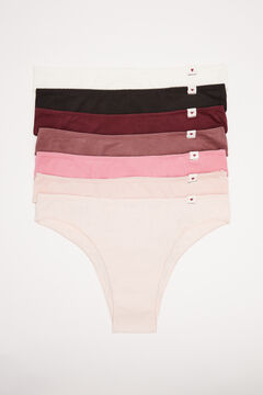 Womensecret 7-pack of pink heart cotton Brazilian panties pink