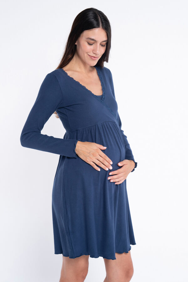 Ohma! Camis&oacute;n rib premam&aacute; con escote cruzado azul