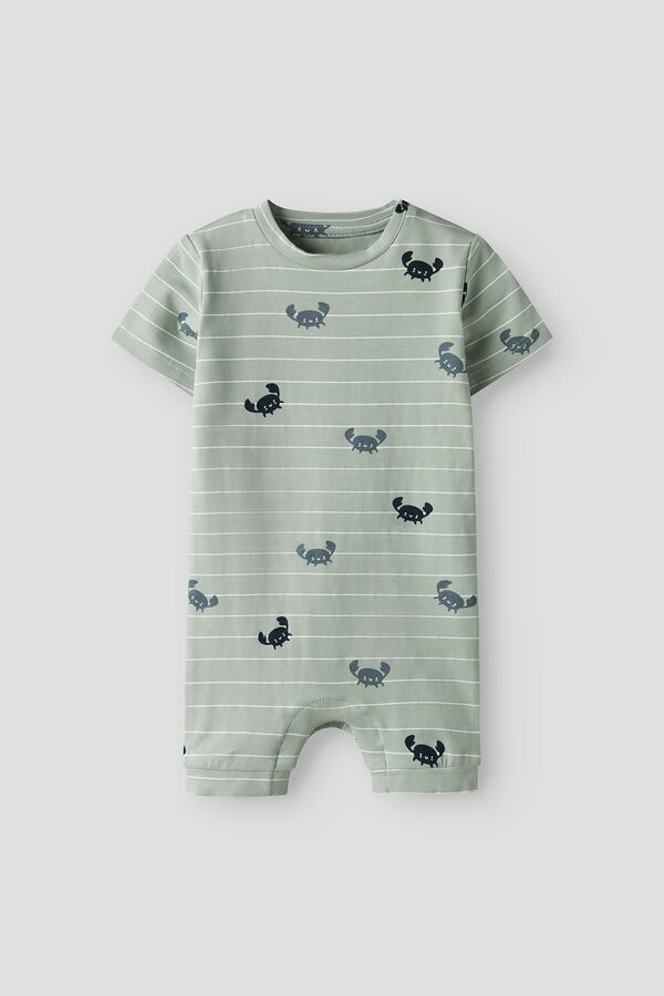 Name it Macac&atilde;o manga curta com estampado de algod&atilde;o org&acirc;nico azul