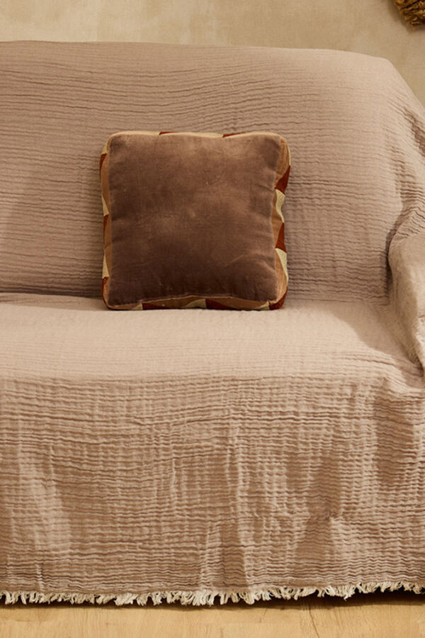 Calma House Colcha de musselina de algod&atilde;o cor de pedra cinzento