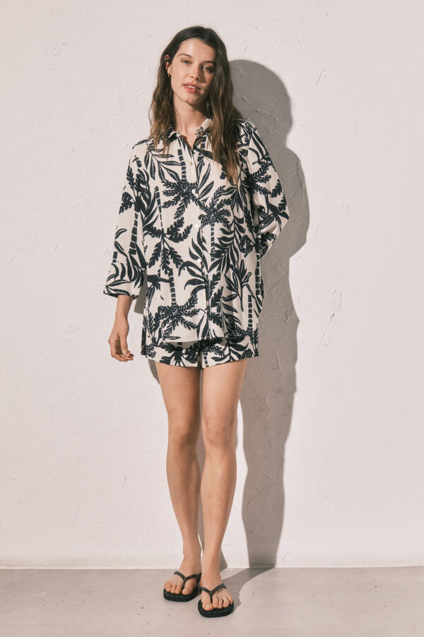 Women'secret Printed shirt and short set black