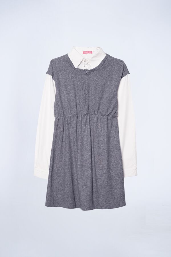 Ohma! Maternity dress with faux shirt grey