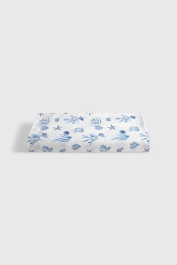 Textura Printed percale flat sheet blue