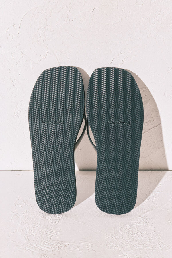 Women'secret Chinelos de quarto de bico quadrado pretos com tachas preto