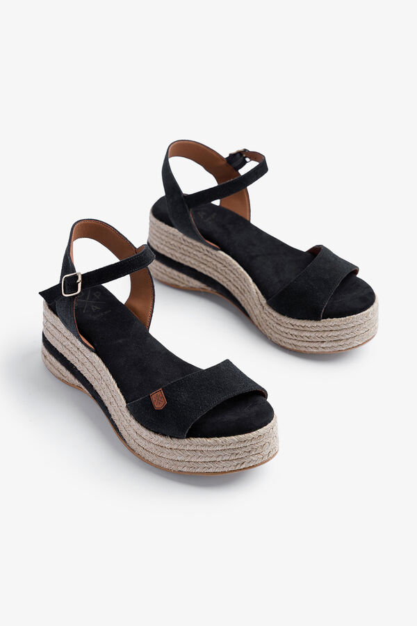 Popa Niskie koturny Meri z zamszu czarny