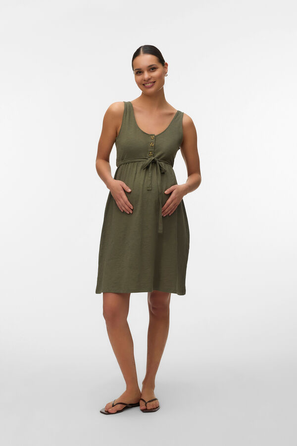 Mamalicious Maternity and breastfeeding short dress green