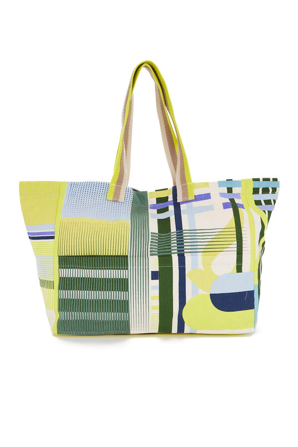 Womensecret Beach bag with green geometric print vert