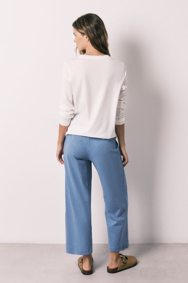 Women'secret Pantalon capri 100% coton denim bleu