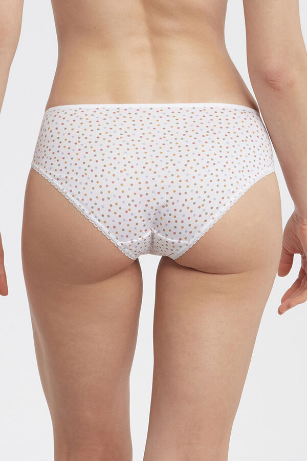 Womensecret Generous classic organic cotton panties with mesh sides fehér