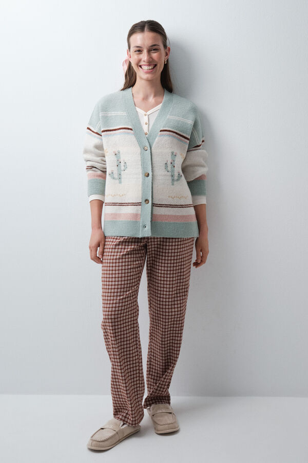 Women'secret Short knit cardigan robe printed