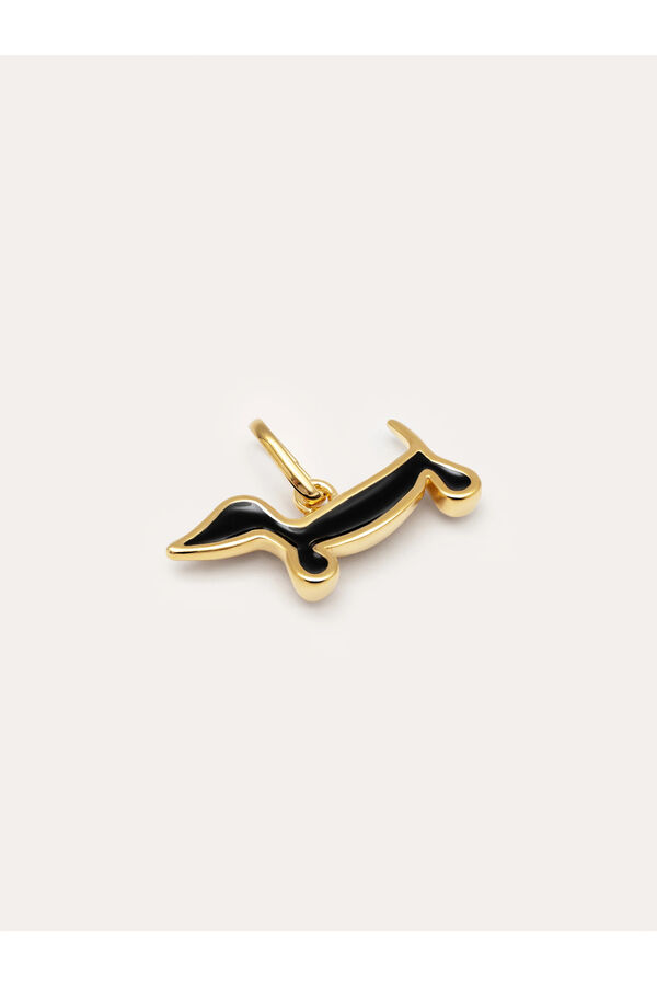 Singularu Charm Perro Teckel Enamel Black Ba&ntilde;o Oro amarillo