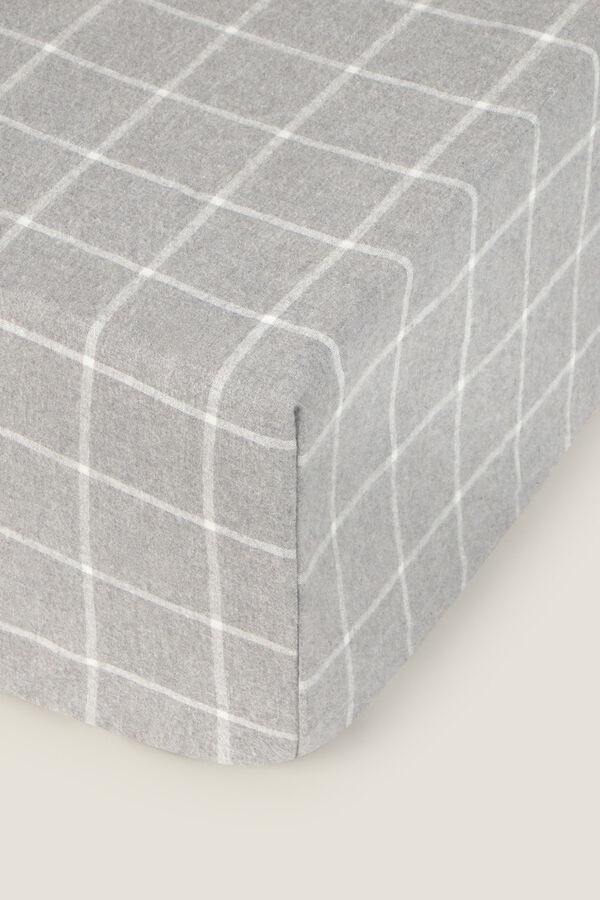 Textura Len&ccedil;ol justo de flanela de algod&atilde;o xadrez cinzento