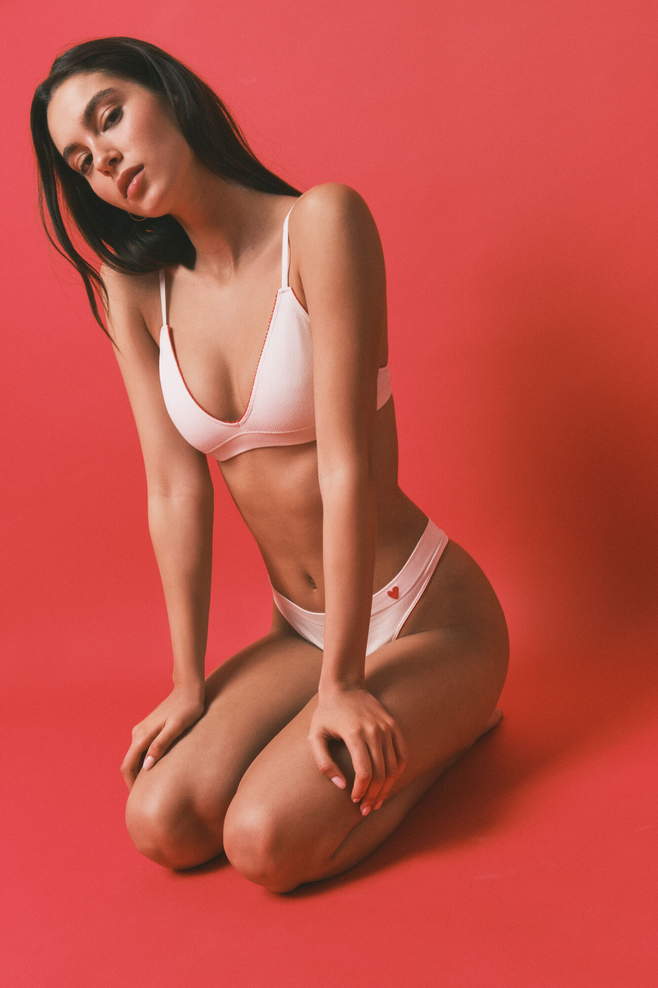 HI&BYE White ribbed seamless triangle bra