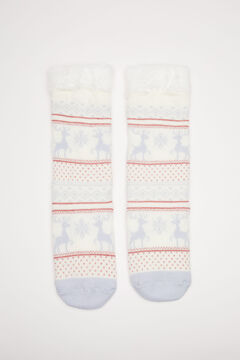 Womensecret Printed fluffy knit socks white