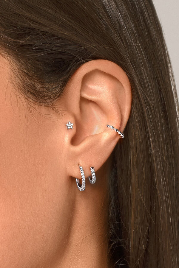 Womensecret Einzelner Ohrring Ear Cuff Double Pebbles Silber Grau
