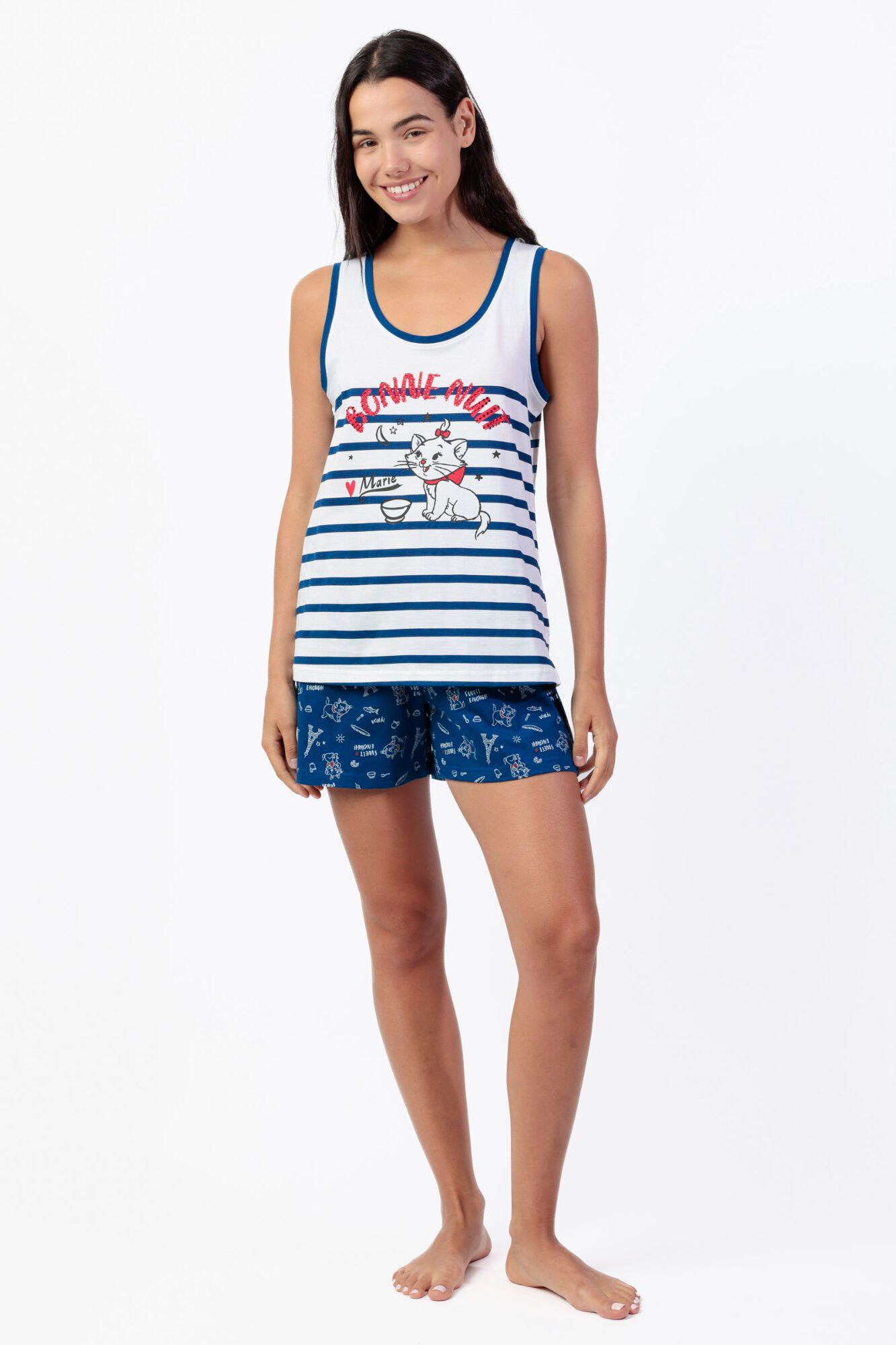 Admas Pijama corto rayas Par&iacute;s Marie Aristogatos