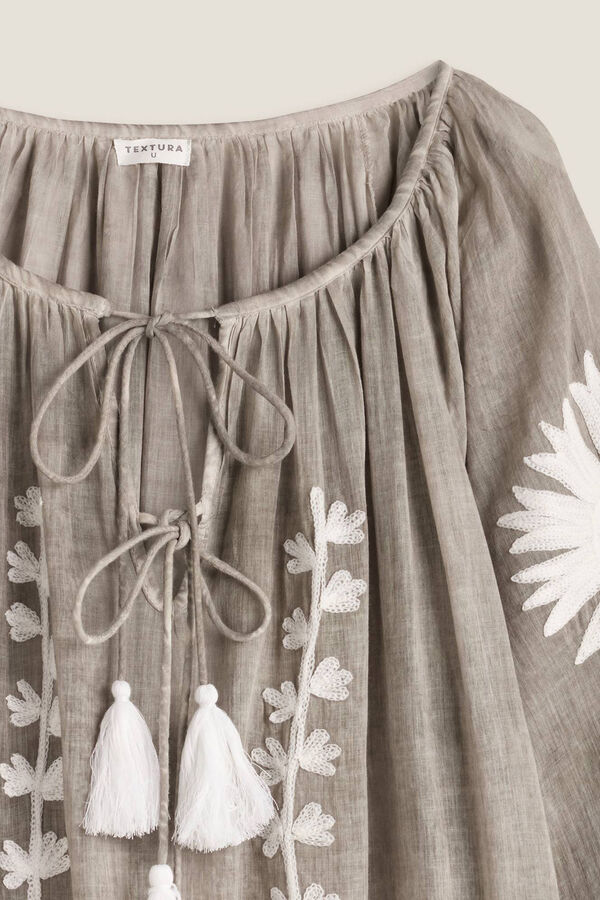 Womensecret Embroidered cotton tunic szürke