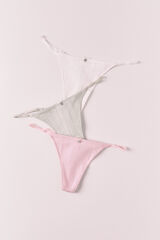Women'secret Pack 3 cotton pointelle thongs multicoloured white