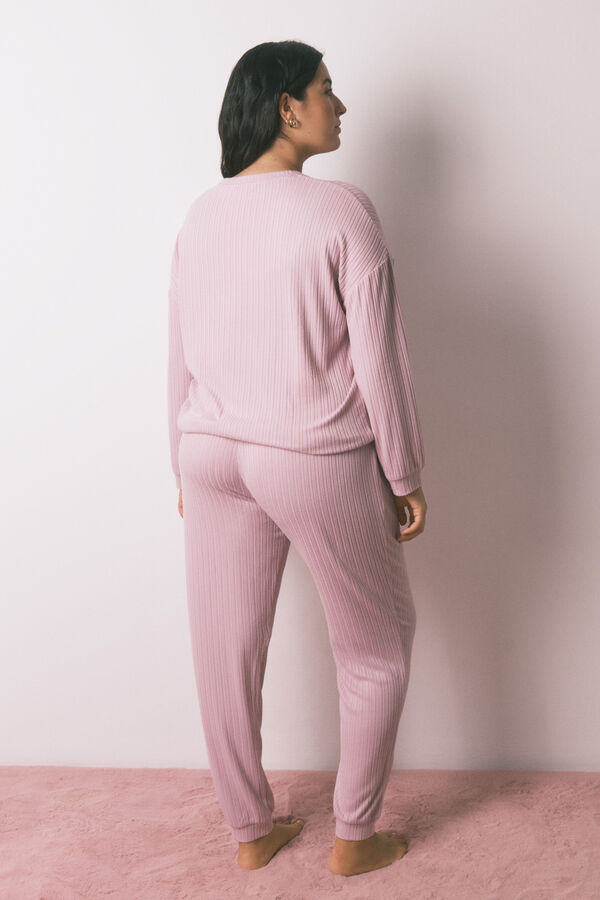 Women'secret Long pyjamas , warm soft jersey-knit pink