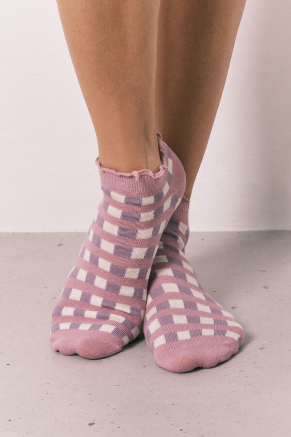 Women'secret Roze karirane kratke čarape Roze