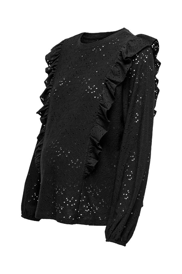 Womensecret Long sleeve maternity blouse with ruffles fekete