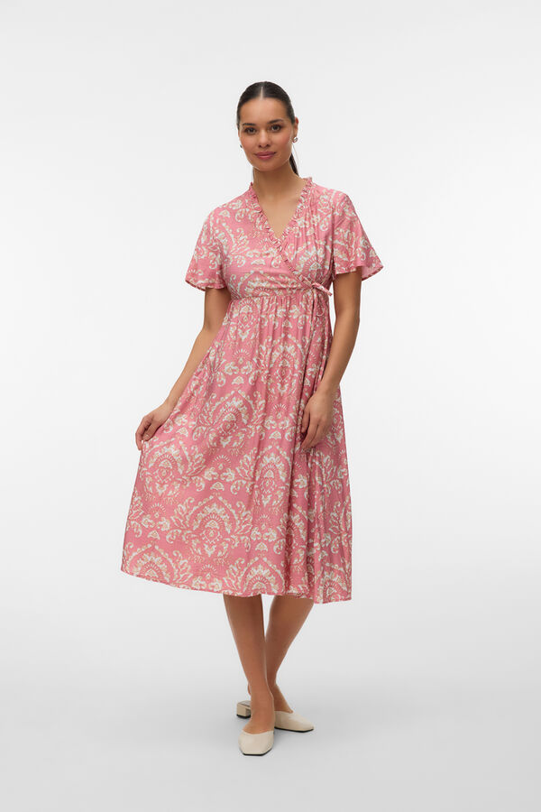 Mamalicious Maternity and breastfeeding midi dress pink