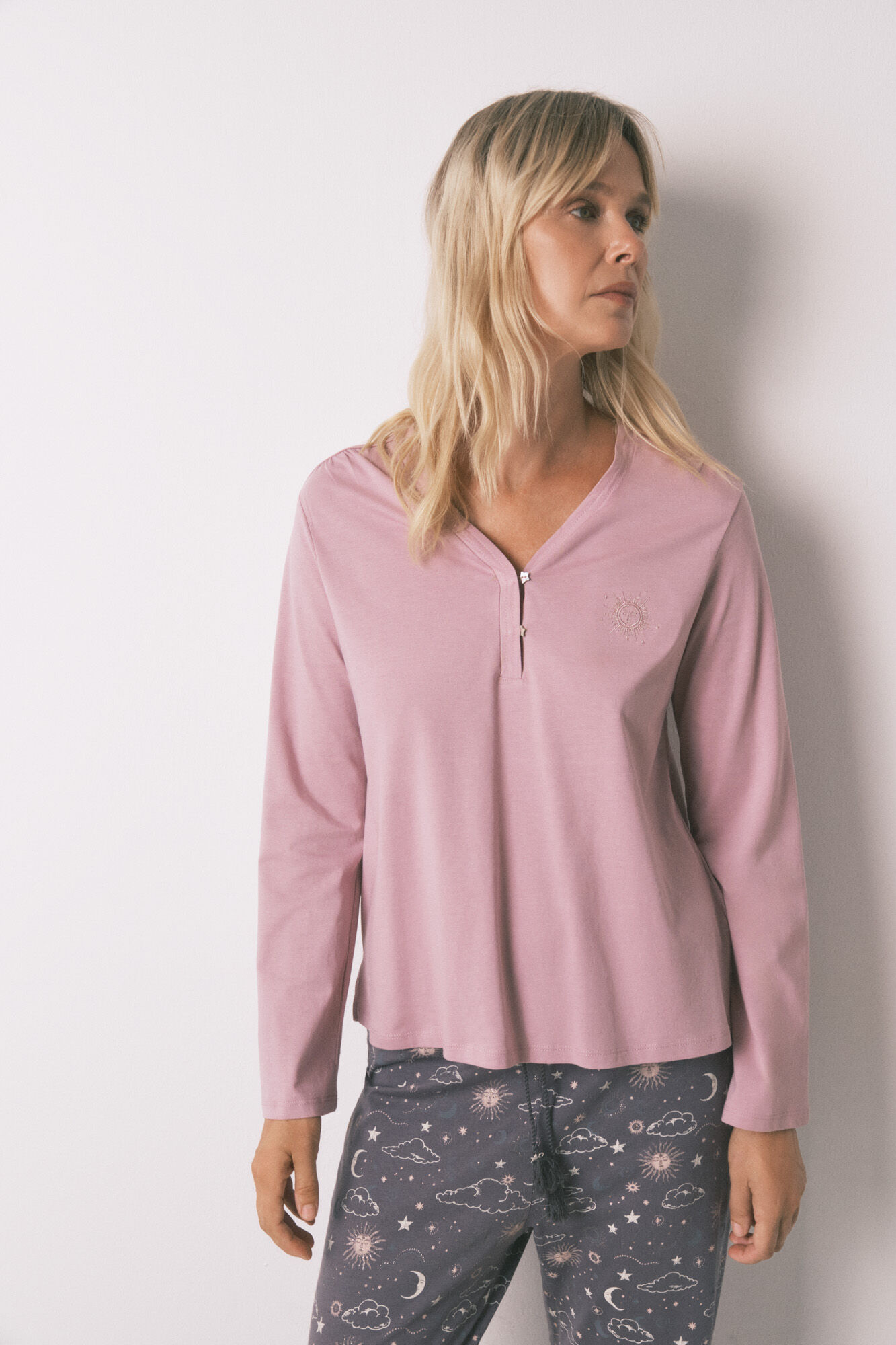 Women'secret 100% cotton pink long sleeve T-shirt