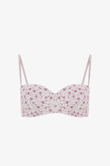 Penti Sujetador push up con aros y encaje con estampado floral Bloom beige