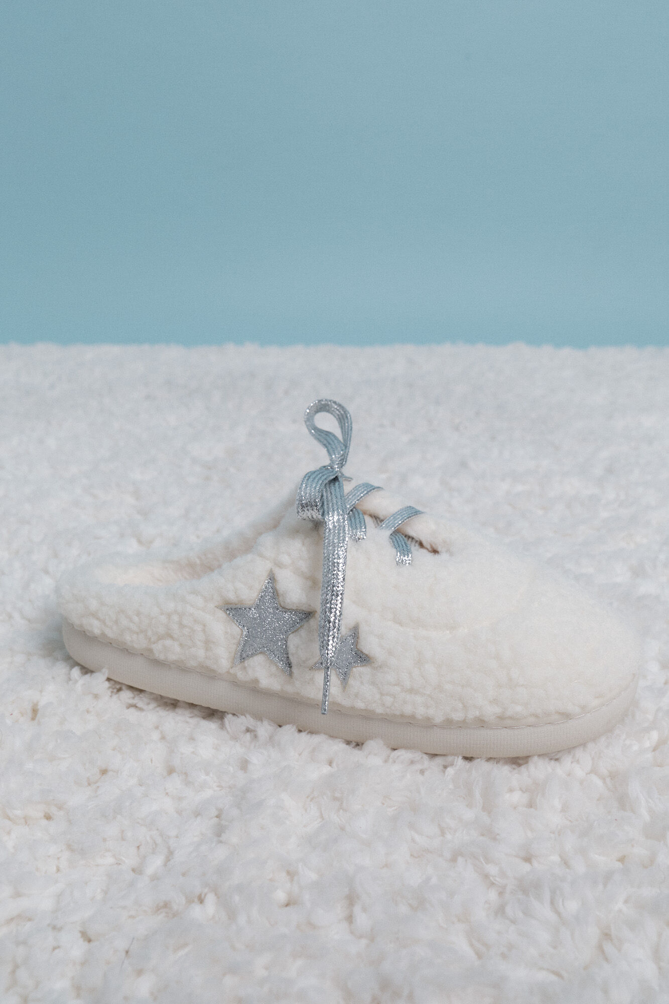 HI&BYE Zapatillas casa borreguito blanco