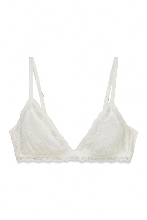 Women'secret Soutien triangular em microfibra e renda branco NATURAL cru