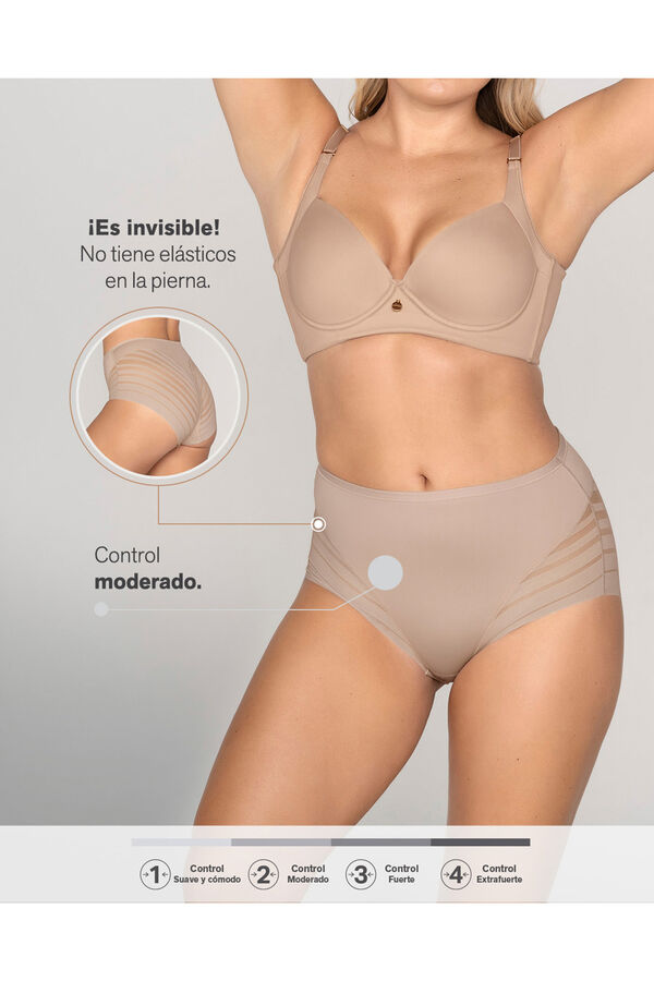 Leonisa Braga faja cl&aacute;sica con control moderado de abdomen y bandas en tul rosa