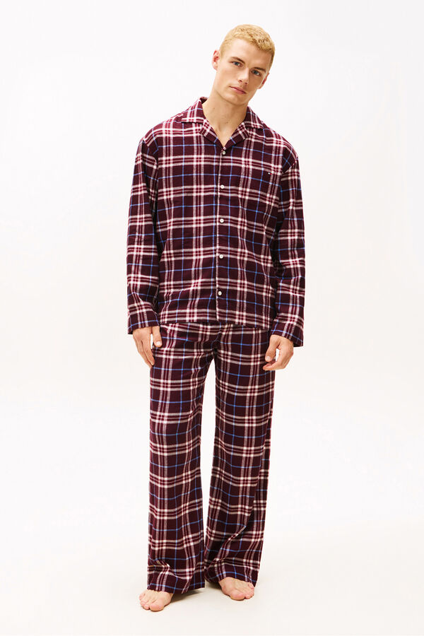 Tommy Hilfiger Pijama Franela a cuadros burdeos