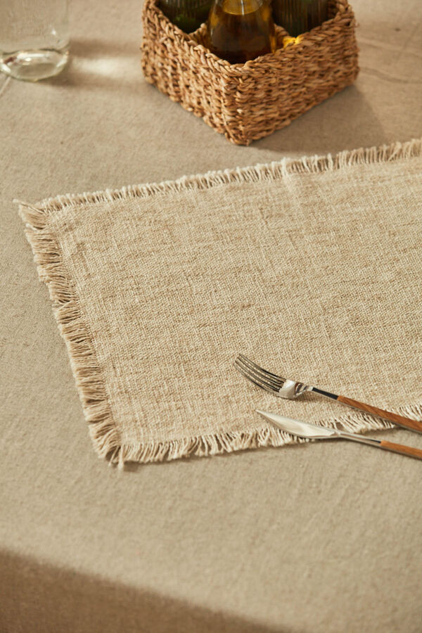 Calma House Mantel individual de lino y algod&oacute;n beige Arga beige