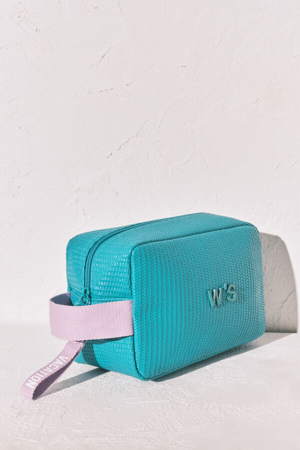 Women'secret Trousse de toilette en gomme texture raphia bleue vert