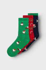 Womensecret Pack of 3 pairs of boys' Christmas socks green
