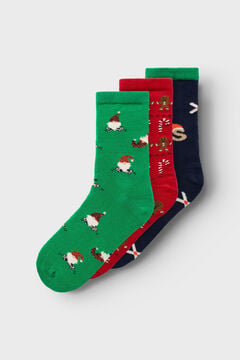 Womensecret Pack 3 calcetines navideño de niño verde