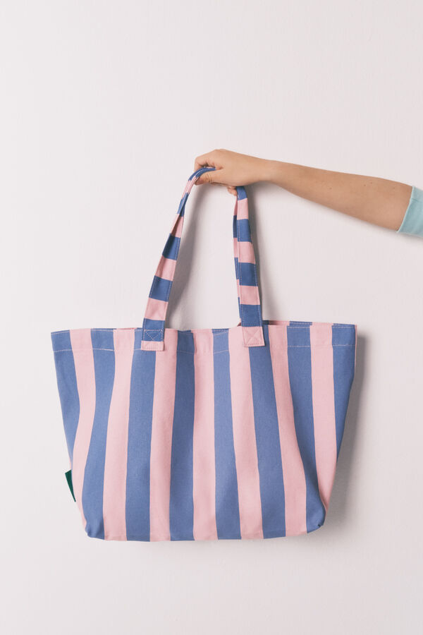 HI&BYE Blue striped tote bag blue