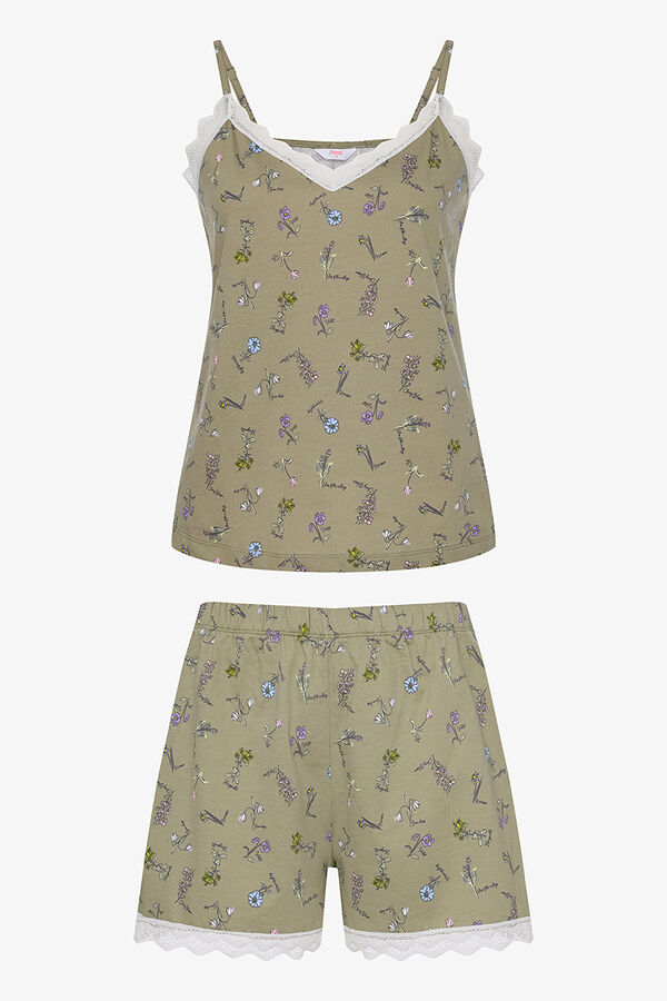 Penti Conjunto de pijama corto caqui detalle encaje kaki