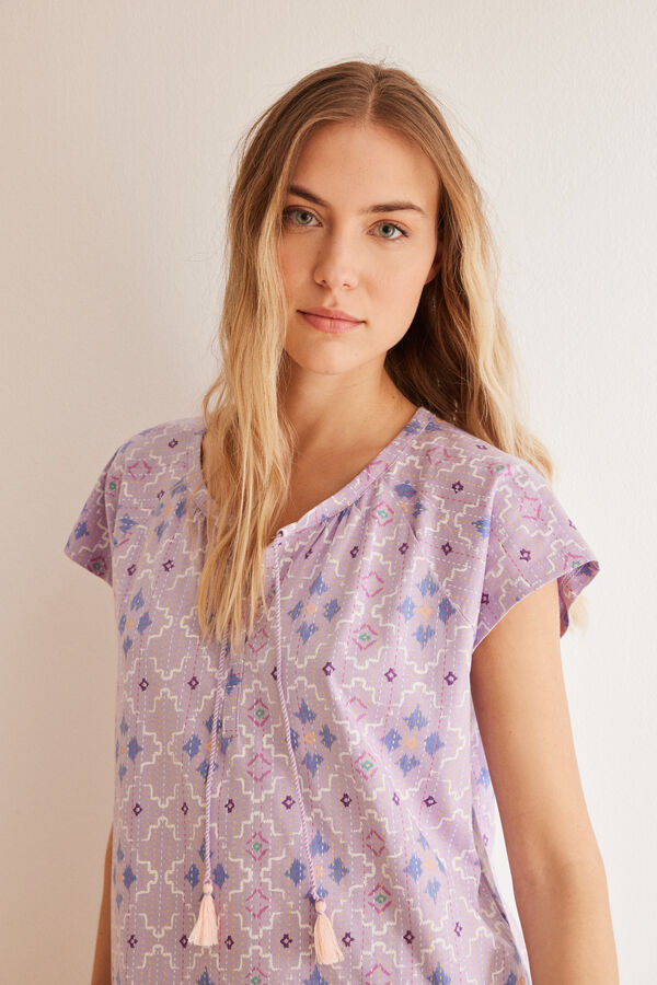 Womensecret Rauten-Nachthemd aus 100 % Baumwolle Rosa