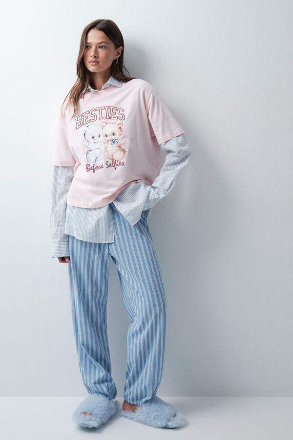 Women'secret Pink cotton graphic T-shirt pink